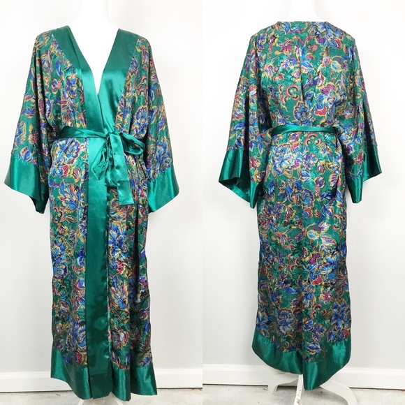 green floral robe